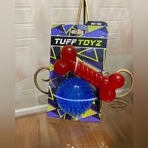 Brand New Set of Spike Ball Y Bone Rubber Dog Toy .